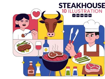10 Steakhouse Restaurant Illustration preview picture