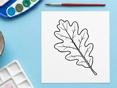 Nahaufnahme eines Eichenblatts auf weißem Hintergrund. Natürliche botanische Details für Umwelt- oder Naturtypografie.