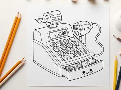 Cash register payment transaction vector illustration flat design