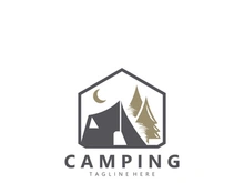 Camping and outdoor adventure logo for the Hiking. emblem illustration
