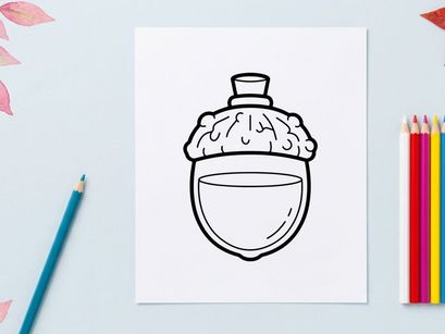 Acorn line art icon. Simple black and white vector illustration of a forest nut.