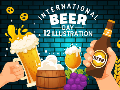 12 International Beer Day Illustration