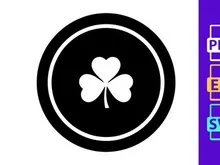 White four leaf clover in black circle icon minimalist luck symbol