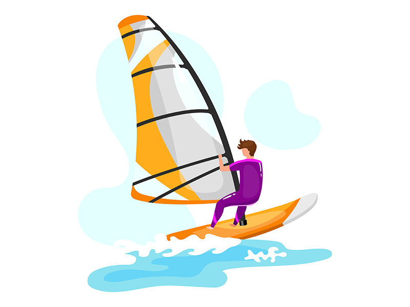 Windsurfing flat vector illustration