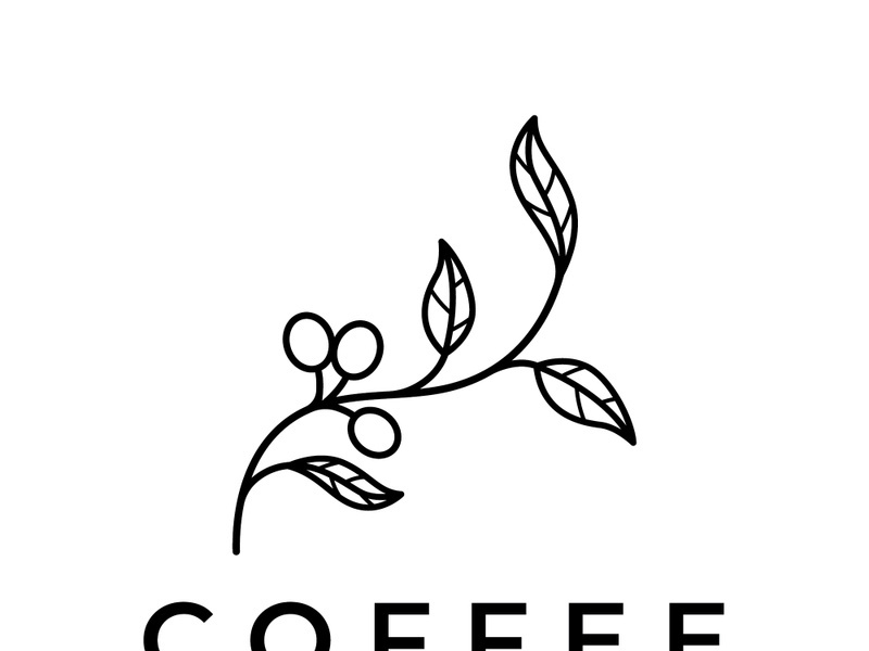 Coffee bean logo design with retro outline.