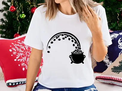 Black cauldron with rainbow bubbles magic fantasy potion illustration