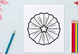 Bentuk bintang geometris dengan delapan titik simetris. Lambang dekoratif minimalis hitam putih untuk desain perayaan.
