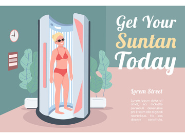Get your suntan today banner flat vector template preview picture