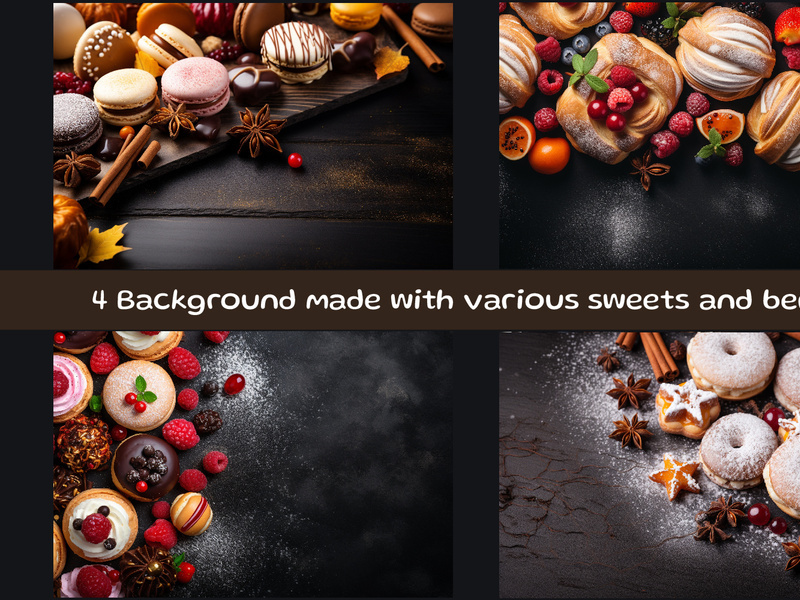 Background made with various sweets and berries