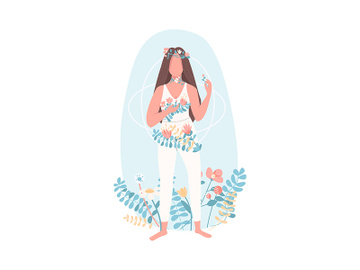 Woman with flowers flat color vector faceless character preview picture