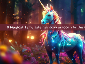 Magical fairy tale rainbow unicorn in the forest preview picture