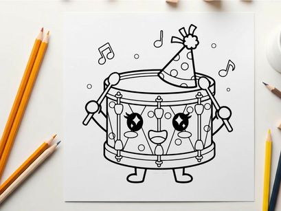 Cute drum set playing music vector illustration flat design