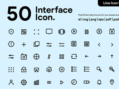 50 User Interface Line Icon