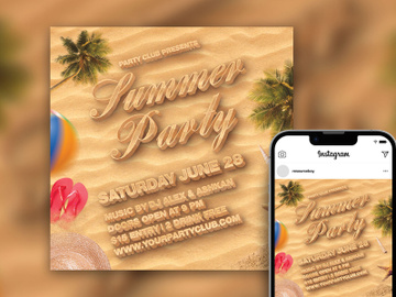 Free Tropical Summer Beach Party Instagram Post Template preview picture