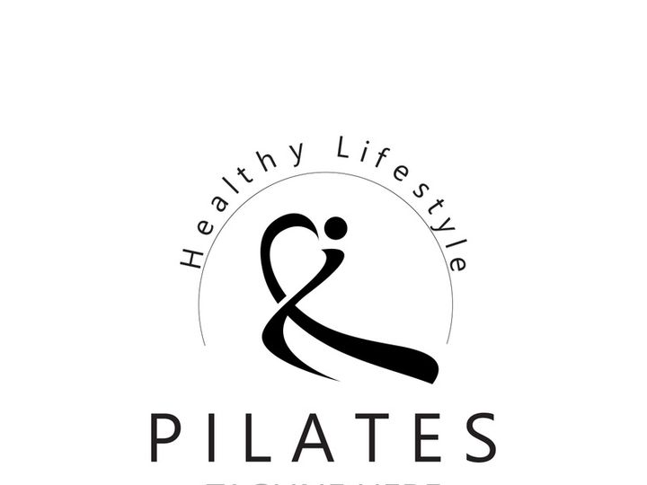 Abstract Pilates Logo, Yoga identity body balance vector monoline Design Template. wellness lifestyle