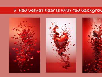 Red velvet hearts with red background preview picture