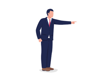 Boss pointing finger flat color vector faceless character preview picture