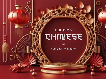 PSD 3d rendaring realistic chinese new year background bundles