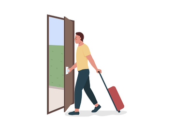 Man leaves home semi flat color vector character preview picture
