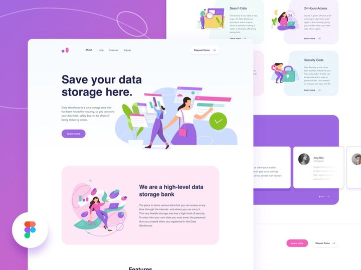 [Figma Freebies] Data warehouse homepage