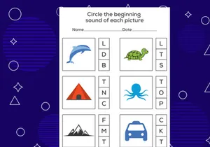 Circle the beginning sound of each picture. Educational game for kids