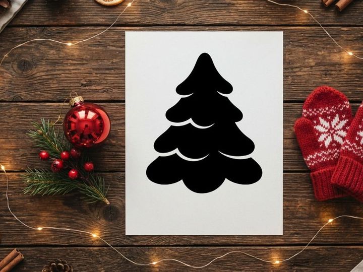 Black Christmas tree silhouette icon isolated on a white background.