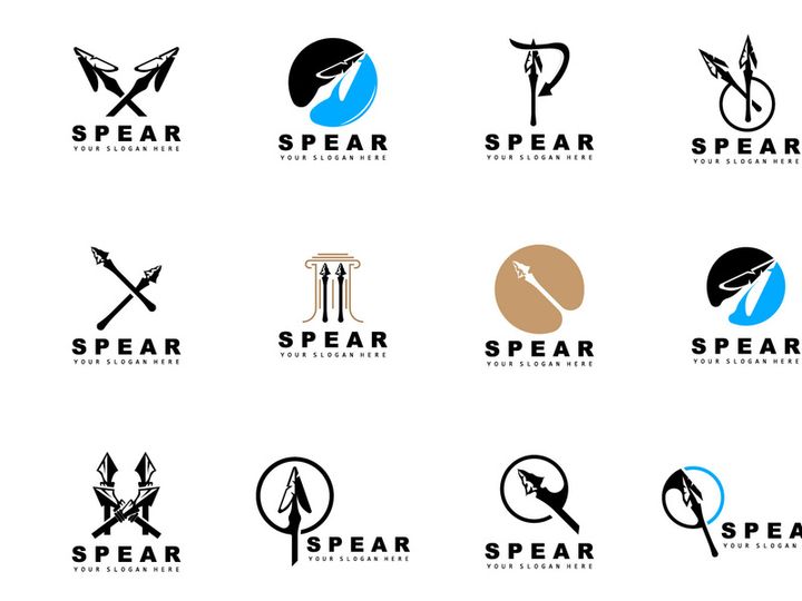 Spear Logo, Hunting Gear Design, Arrow War Weapon, Product Brand Vector