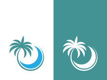 Palm tree summer logo template vector illustration