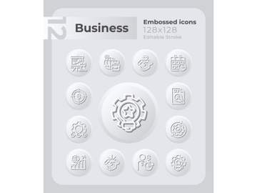Product development embossed icons set preview picture