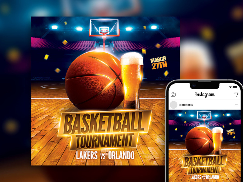 Free Bold Outstanding Basketball Tournament Instagram Post Template