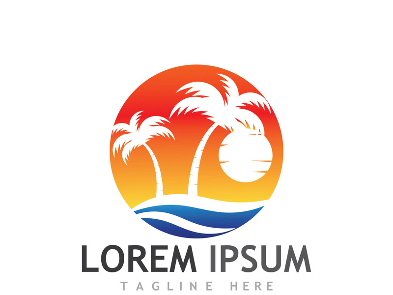 Summer palm tree logo design.