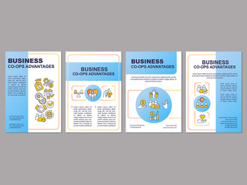 Business co-ops benefits blue brochure template preview picture