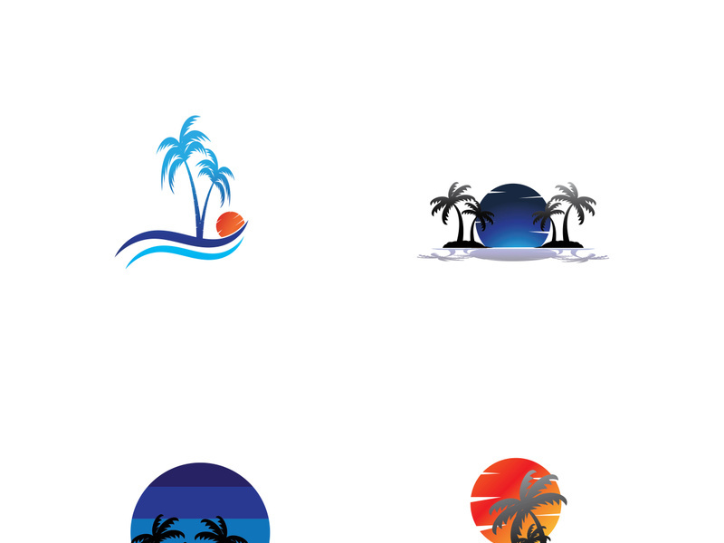 Summer palm tree logo design.