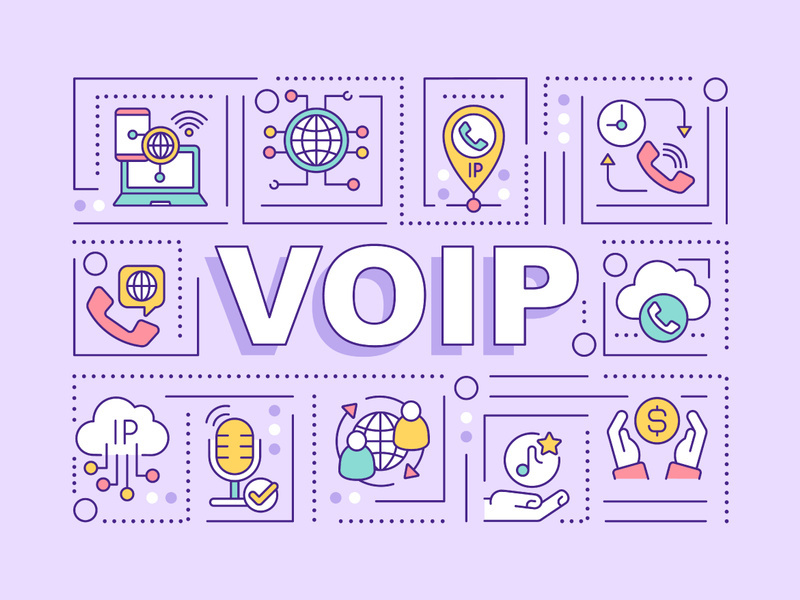 VOIP word concepts purple banner