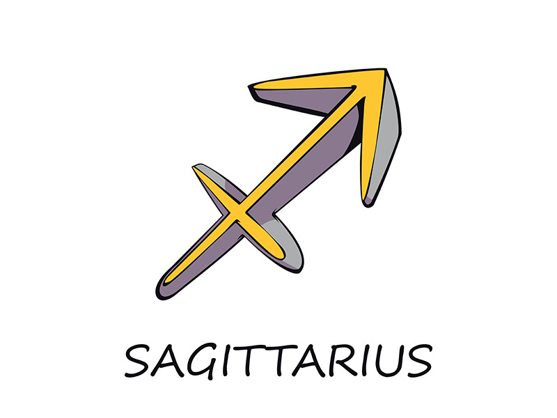 Sagittarius zodiac sign flat cartoon vector illustration