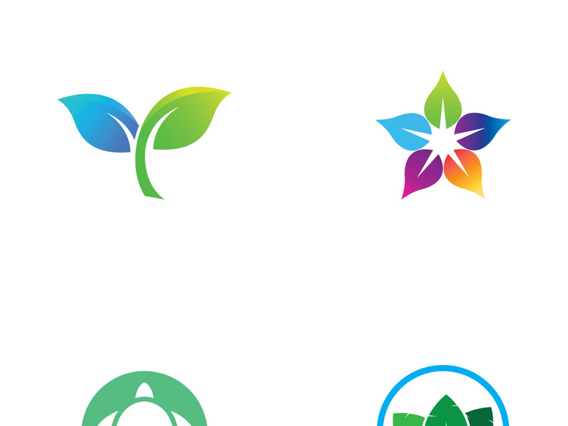 Natural green leaf logo design.