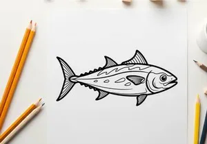 Tuna fish swimming underwater vector illustration flat design