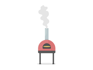 Wood-fired oven for pizza cooking semi flat color vector object preview picture