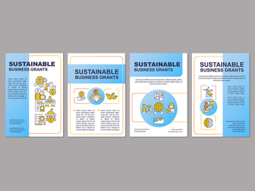 Sustainable business grants blue brochure template preview picture