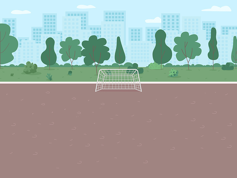Urban field for sport game flat color vector illustration