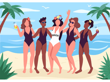 Beach party flat color vector illustration preview picture