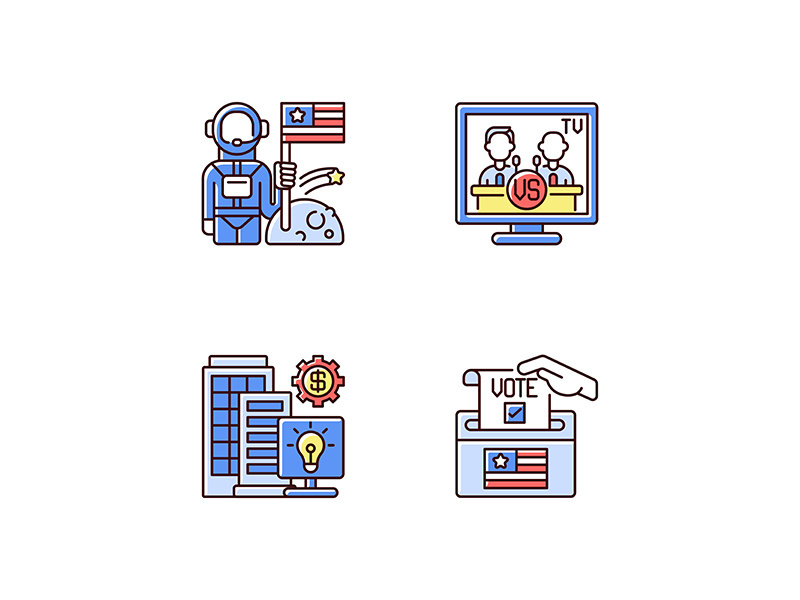 United States RGB color icons set