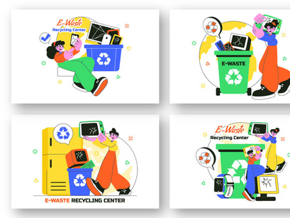 10 E-Waste Recycling Center Illustration