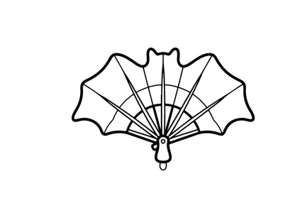 Halloween bat shaped folding fan icon. Minimalist vector illustration of a spooky accessory.