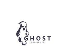 Halloween spooky ghost character in flat style isolated template design