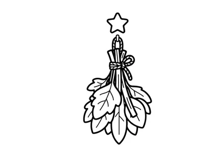 Flor de lirio blanco dibujado a mano con adorno superior de estrella dorada. Ilustración botánica elegante dibujada a mano para decoración festiva de temporada.