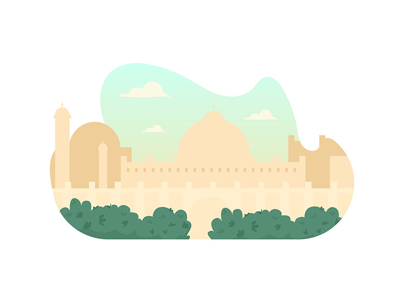 Islam mosque 2D vector web banner, poster