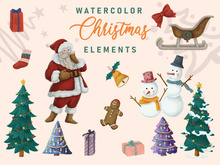 Christmas tree decorative gift, Pine happy new year holiday snowman, santa, elements, bell.