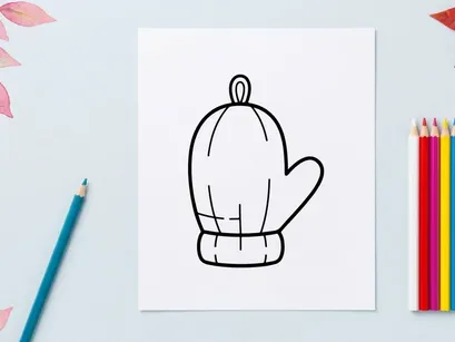 Hand-drawn Halloween oven mitt with ghost design. Spooky kitchen accessory for festive baking and cooking.
