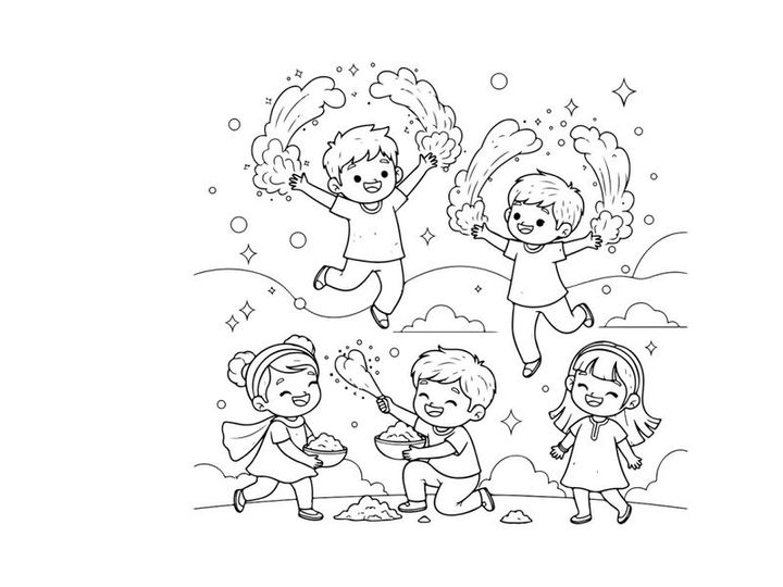 Children playing joyfully outdoor vector illustration
